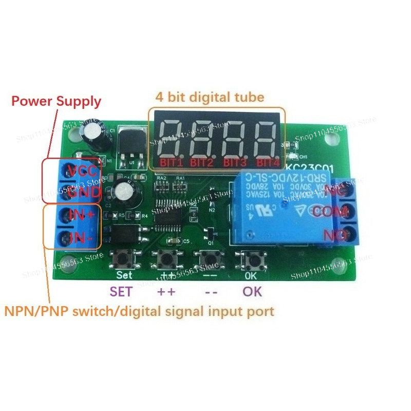 Relay Module 5V - สวิตช์นับพัลส์แบบมัลติฟังก์ชั่น ตัวตั้งเวลาหน่วงเวลาเปิด/ปิด โมดูลรีเลย์ DC 5V 12V