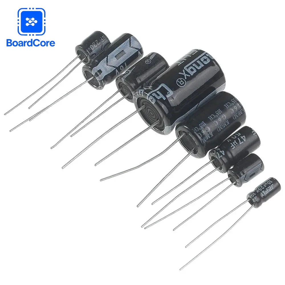 Hobby Diy Electronics Kit - 25 ค่า 125 ชิ้น ชุดตัวเก็บประจุแบบอิเล็กโทรไลต์ 1μF-2200μF