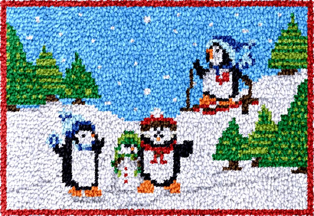 Hobby Diy Electronics Kit - Penguins Latch Hook Rug ชุดพิมพ์ผ้าใบ DIY