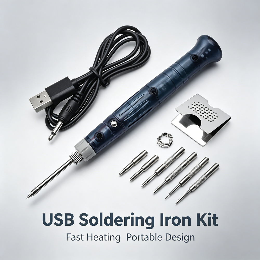 Hobby Diy Electronics Kit - ชุดหัวแร้งบัดกรีแบบพกพาขนาดเล็ก 5V 8W ปรับอุณหภูมิได้ พร้อมขาตั้งและลวดบัดกรี สำหรับงานอิเล็กทรอนิกส์งานอดิเรก