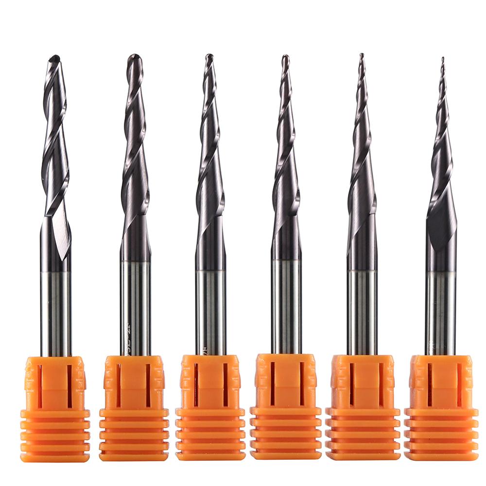 Diy Cnc Router Electronics - 1 ชิ้นคาร์ไบด์เคลือบ Taper Ball จมูกบิต CNC