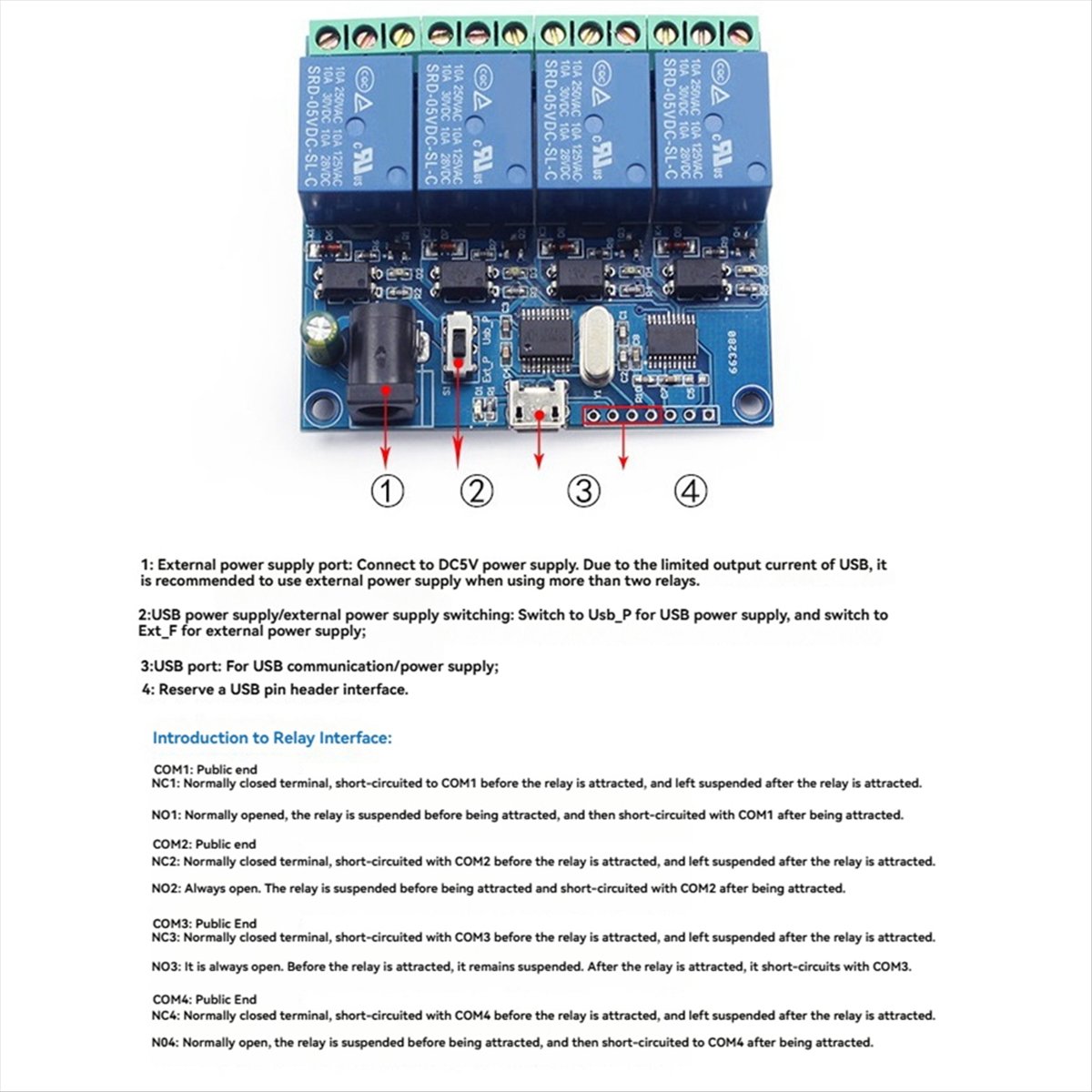 AT42 โมดูลรีเลย์ USB 4 ช่อง LC - Relay Module 5V บทวิจารณ์และราคา