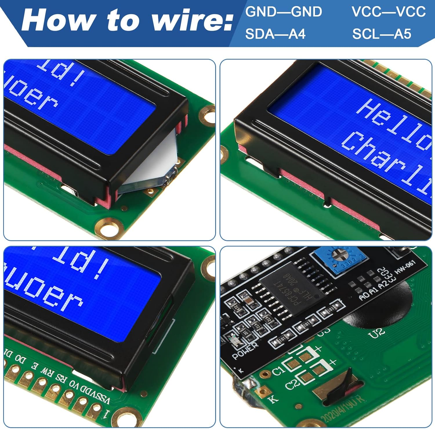 ชุดหนึ่ง 1602 LCD 20*4 หน้าจอส - I2C Lcd Display บทวิจารณ์และราคา